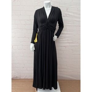 Koh Koh Size Black Maxi Dress Short Sleeve V Neck Elegant size 4